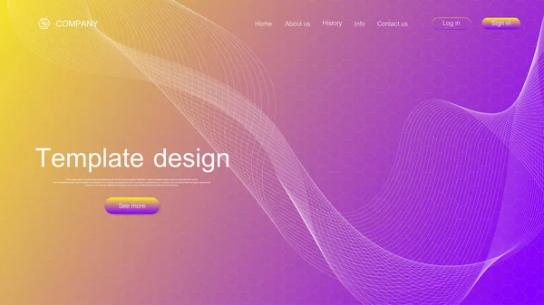 Návrh šablony webových stránek. Posbírejte vědecké zázemí s barevnými dynamickými vlnami, šestiúhelníkový inovační vzor. Moderní přistávací stránka pro webové stránky nebo aplikace. Vektorová ilustrace. — Stockový vektor