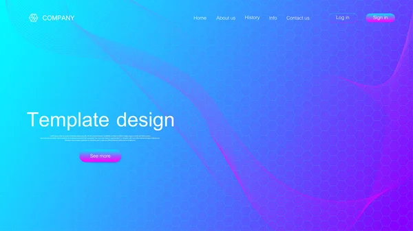 Дизайн шаблона сайта. Асбразумительный научный фон с цветными динамическими волнами, шестиугольная инновационная модель. Современная целевая страница для веб-сайтов или приложений. Векторная иллюстрация . — стоковый вектор