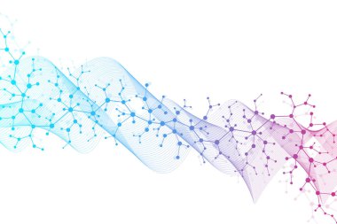 Bilimsel molekül arka plan DNA çift sarmal vektör çizimi ve sığ alan derinliği. DNA moleküllü gizemli duvar kağıdı ya da afiş. Sağlık ve bilimin yenilik düzeni.