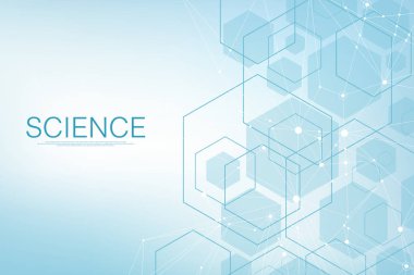 Altıgenler geometrik şekilli soyut arkaplan. Bilim, teknoloji ve tıbbi konsept. Fen bilimleri konusunda fütüristik bir geçmiş. Tasarımınız için grafiksel büyü arkaplanı. Vektör illüstrasyonu.