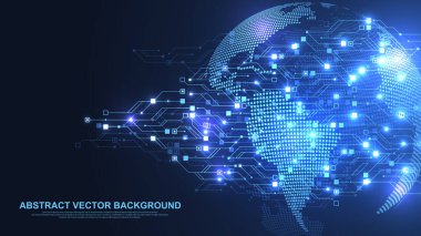 Teknoloji soyut devre kartı dokusu. Yüksek teknoloji fütüristik devre panosu pankartı duvar kağıdı. Dijital veri. Elektronik anakart mühendisliği. En küçük dizi Büyük Veri Vektörü illüstrasyonuName
