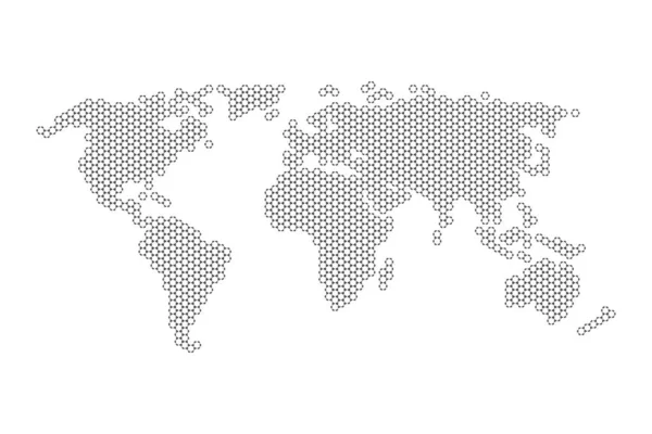 Ilustrasi Vektor Peta Dunia Warna Abu-abu Heksagon . - Stok Vektor