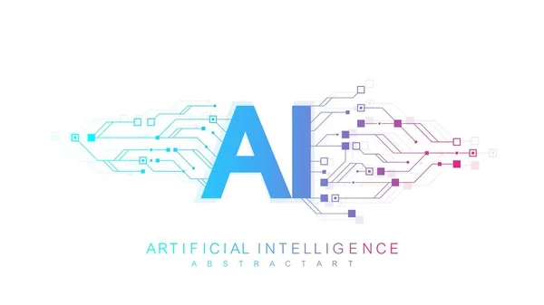 Kunstmatige Intelligentie Logo, Ikoon. Vector symbool AI, diep leren blockchain neurale netwerk concept. Machine learning, kunstmatige intelligentie, ai. — Stockvector