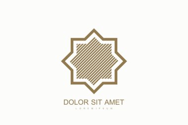 Arapça vektör logosu şablon biçimi. Arap Emirlikleri Dubai düz simge logosu. Lüks ürünler, butikler, mücevherler, doğu kozmetik ürünleri, oteller, restoranlar, dükkanlar, mağazalar için amblem.