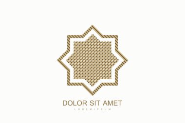 Arapça vektör logosu şablon biçimi. Arap Emirlikleri Dubai düz simge logosu. Lüks ürünler, butikler, mücevherler, doğu kozmetik ürünleri, oteller, restoranlar, dükkanlar, mağazalar için amblem.