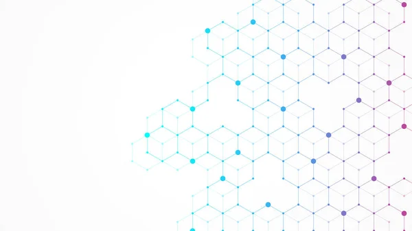 Hexagons abstraktní pozadí s geometrickými tvary. Věda, technika a lékařská koncepce. Futuristické zázemí ve vědeckém stylu. Grafické šestnáctihranné pozadí pro váš design. Vektorová ilustrace. — Stockový vektor
