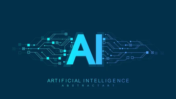 Kunstmatige Intelligentie Logo, Ikoon. Vector symbool AI, diep leren blockchain neurale netwerk concept. Machine learning, kunstmatige intelligentie, ai. — Stockvector