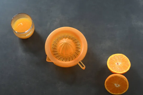 Oranges Squeezer Glass Orange Juice — Stock Photo, Image