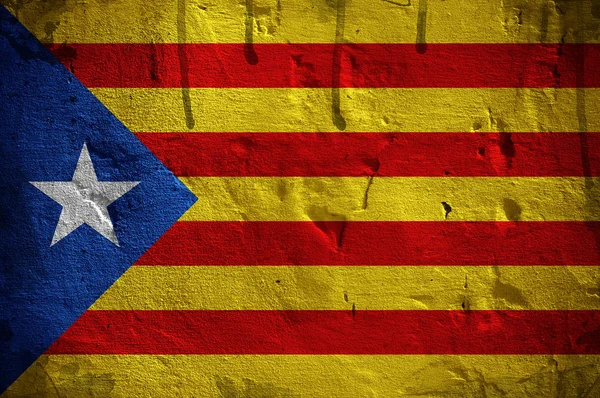 Flaggan i Katalonien överdrog med grunge konsistens — Stockfoto