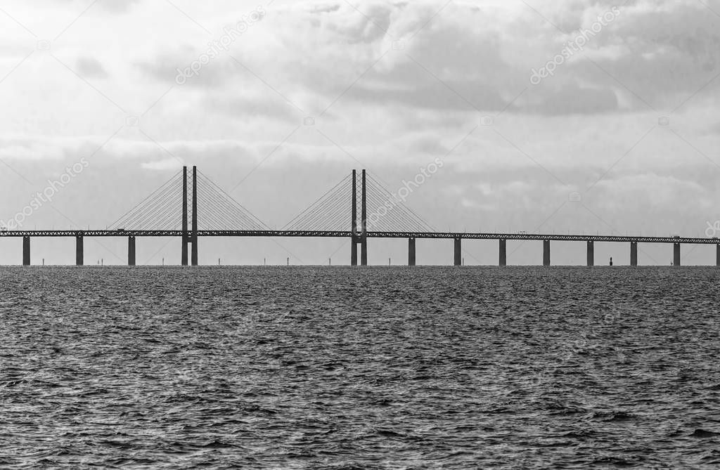 Oresund bridge between Sweden and Denmark. Malmo, Sweden March 0