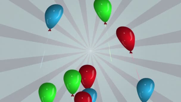 Mutlu Yıllar Sana Renkli Balonlu Altın Tabelası — Stok video