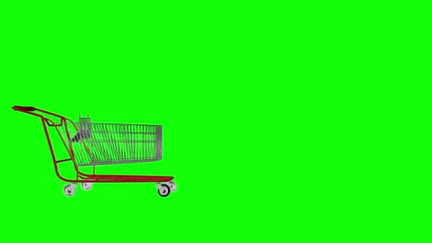 Animation Credit Card Falling Supermarket Shopping Cart — Stock Video