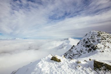 Alçak Tatra Dağları 'nın güzel kış manzarası, Chopok Tepesi