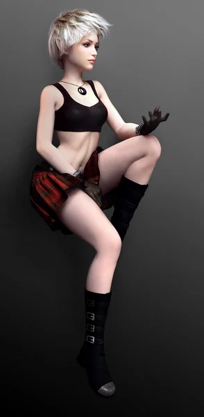 Beautiful Punk Elf In Boots — Stock Photo, Image