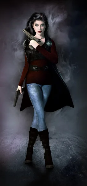 Bella donna Buccaneer con pistole — Foto Stock