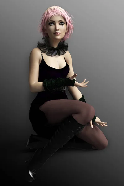 Fantasy Elf Pixie Girl, Seated — Stock Photo, Image