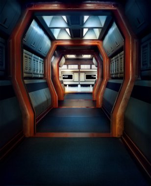 Spacestation or Spaceship Corridor clipart