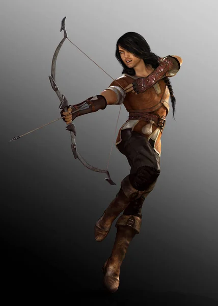 Male Fantasy Archer or Hunter with Bow — Stock Photo, Image