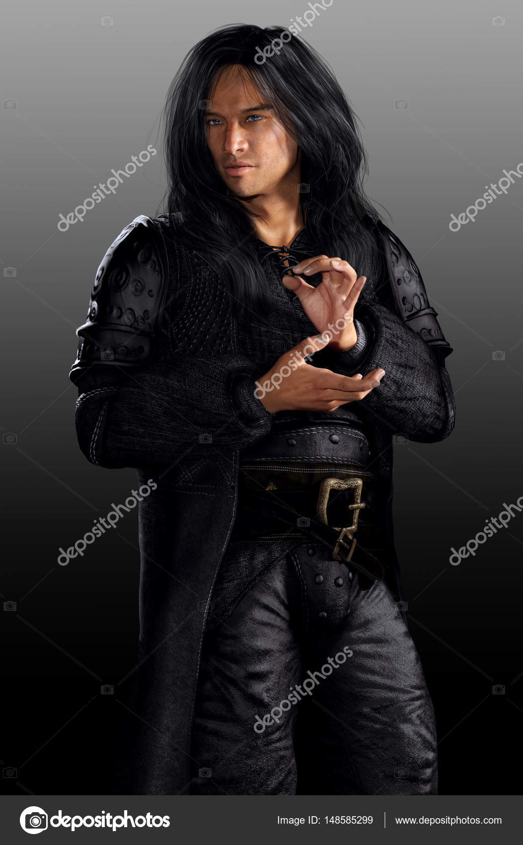 Sexy Male Vampire with Long Black Hair Stock Photo by ©Ravven 148585299