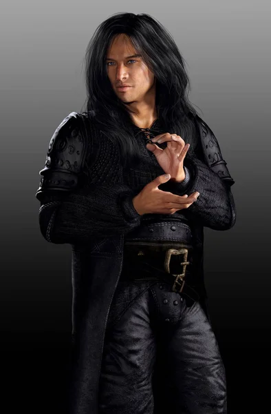 Sexy Male Vampire with Long Black Hair — Stock Photo, Image