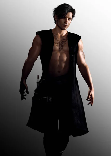 Sexy Male Vampire Hunter — Stock Photo, Image