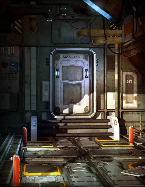 Estación espacial o puerta de esclusa de aire de nave espacial — Foto de Stock