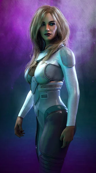 Sci Fi Woman In Space Suit — Stock Photo, Image