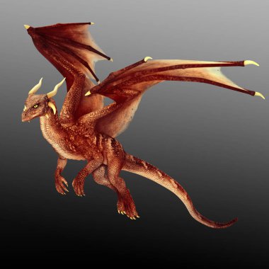 Uçan CGI fantezi Dragon kanatlı, kırmızı