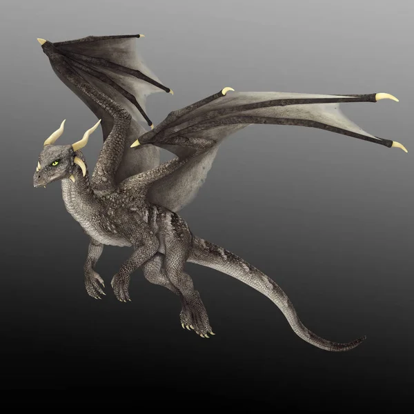 Flying Cgi Fantasy Dragon Wings White — Stock Photo, Image
