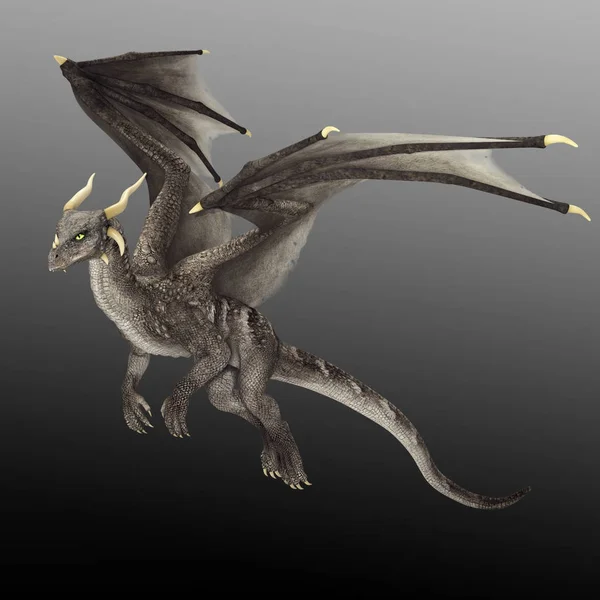 Fliegender Cgi Fantasie Drache Mit Flügeln Weiß — Stockfoto