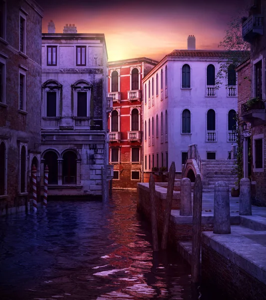 Cgi Ilustración Fantasía Canal Venecia Anochecer —  Fotos de Stock