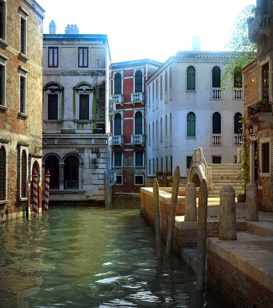 Cgi Εικονογράφηση Κανάλι Βενετίας Φαντασίας Της Ημέρας — Φωτογραφία Αρχείου
