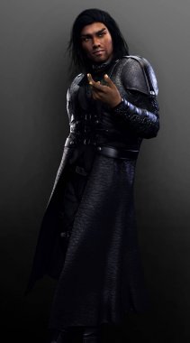 Karanlık fantezi Mage veya sihirbaz siyah deri