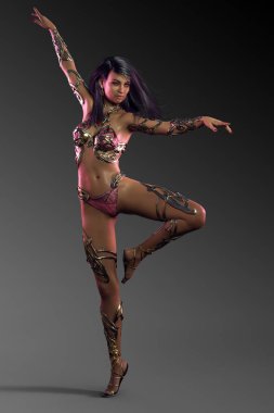 Fantezi Dancer, Harem, Doğu dansçı altın zırh