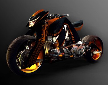 CGI Illustration of Sci Fi Motorcycle clipart