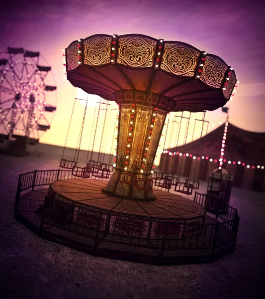 Cgi Illustration Carnival Ride Sunset — Stock Photo, Image