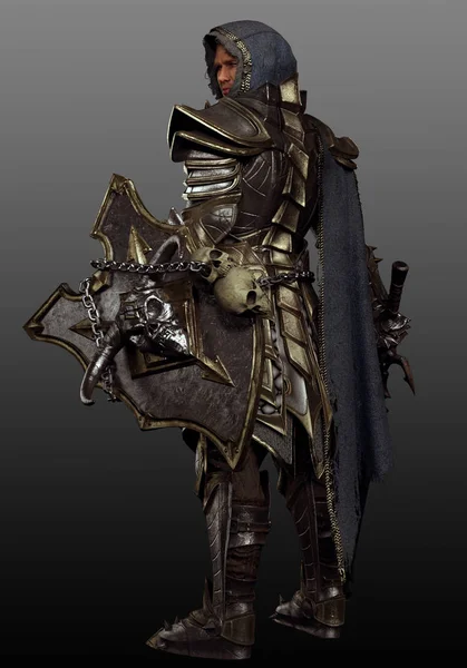 Zırhlı Kara Muhafız Fantezi Şövalyesi — Stok fotoğraf