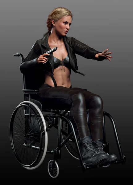 Urban Fantasy Warrior Woman in Wheelchair