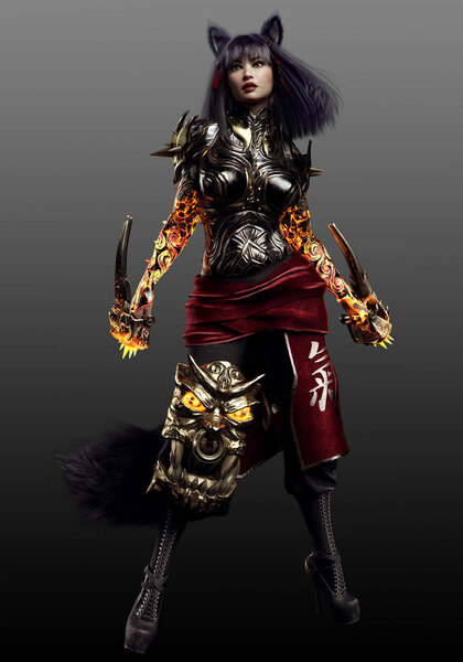 Kitsune Gumiho Fox Woman Warrior Fantasy Sci Fi