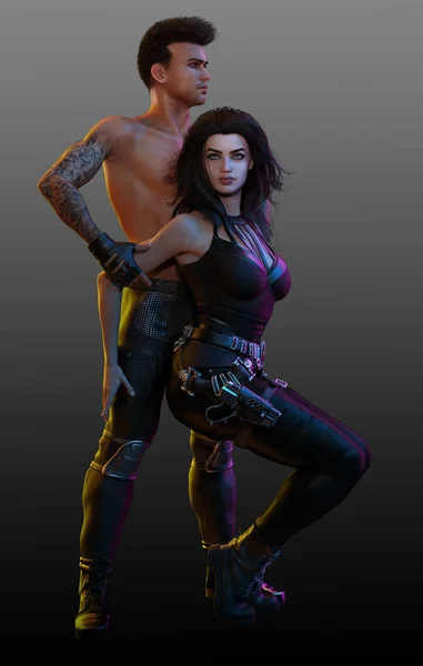 Sci Urban Fantasy Couple Danse — Photo