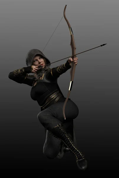 Elder Fantasy Archer Ranger Bow — Stock Photo, Image