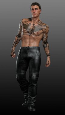 Siyah Kotlu Dövmeli Yaşlı Üstsüz Adam, Şehir Fantezisi