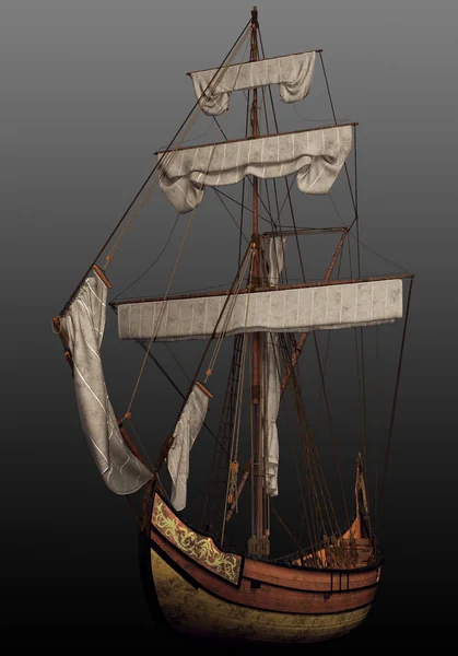 Cgi Fantasy Segling Fartyg Med Segel Furled — Stockfoto
