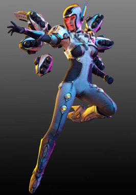 Uzay Zırhlı Robot Mekanik Bilim Kurgu Savaşçısı Kadın