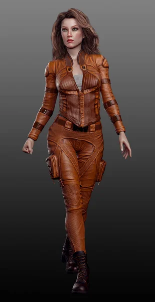 Sci Prisoner Orange Leather Jumpsuit — стокове фото