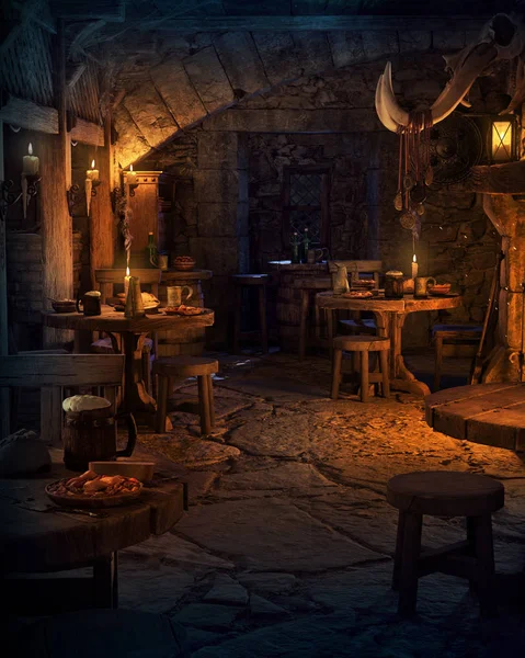 Fantasy Medieval Inn Common Room — Stock Photo, Image