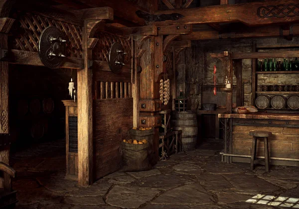 Fantasy Medieval Inn Common Room — 스톡 사진