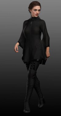 Siyah Deri Giyen Siyah Saçlı Şehir Fantezisi Kadın Büyücüsü