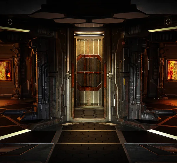 Космічний Корабель Або Космічний Корабель Підіймається Відкритими Дверима — стокове фото