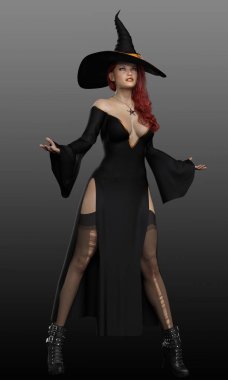 Cadılar Bayramı için Seksi Kızıl Saçlı Cadı